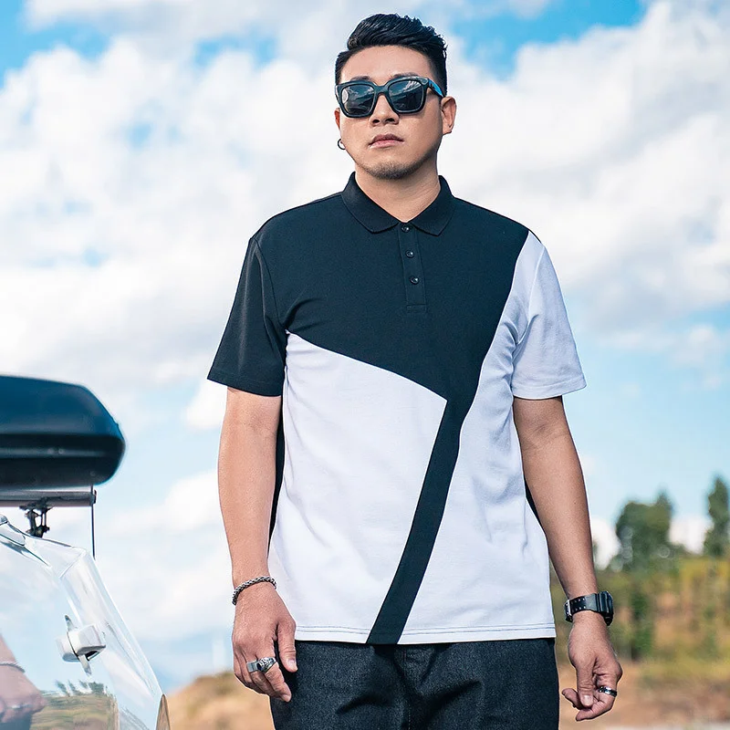 

Рубашка-поло мужская с коротким рукавом, модная брендовая одежда свободного покроя, контрастные цвета, с прострочкой, большие размеры