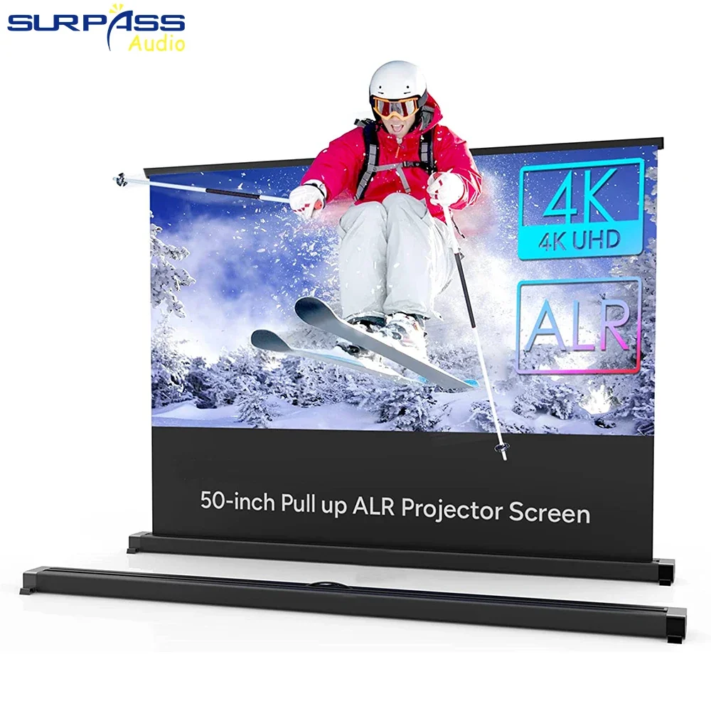 Портативный экран проектора 50-дюймовый настольный с подставкой для часов из