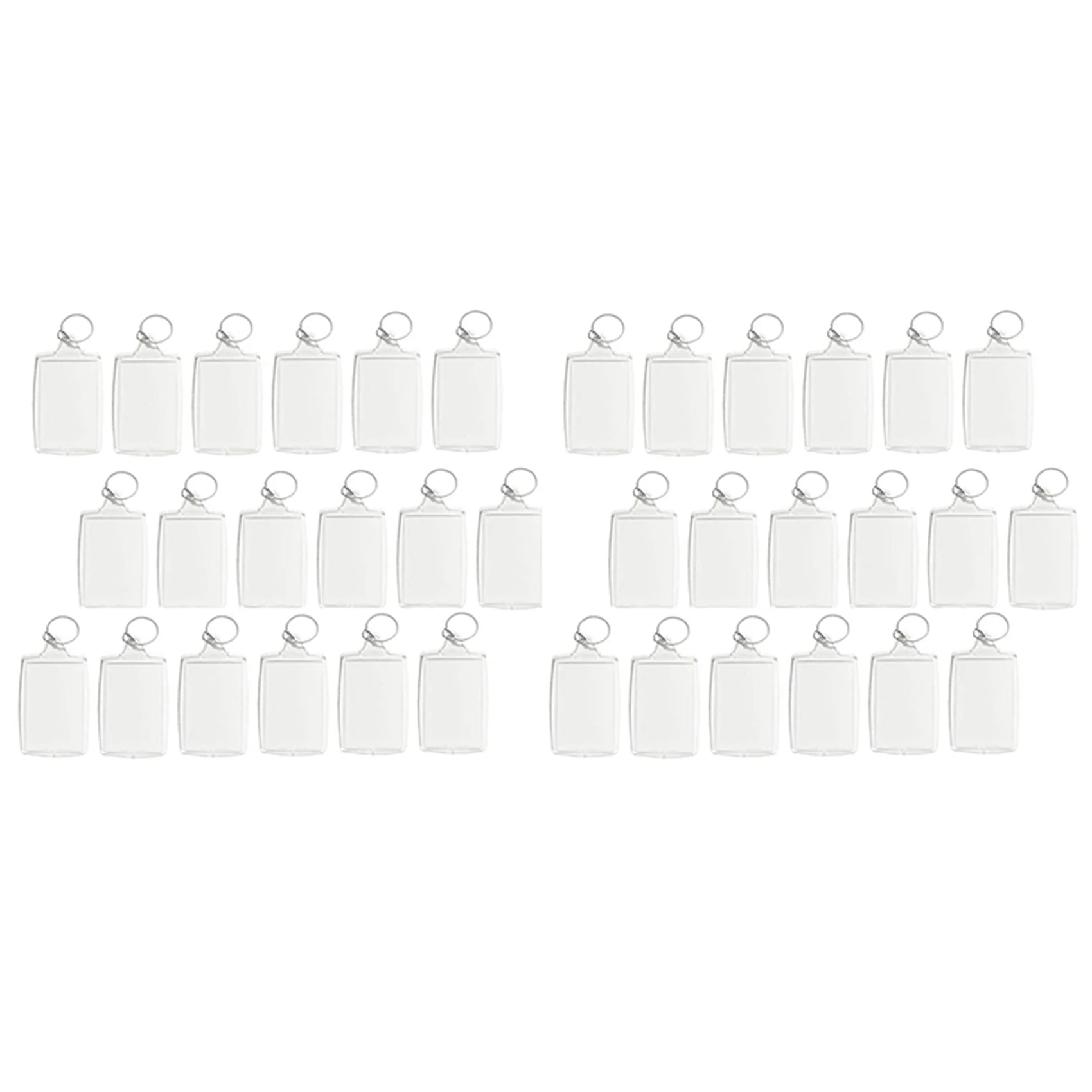 

200Pcs Photo Keychain Rectangle Transparent Blank Acrylic Insert Photo Picture Frame Keyring Key Holder DIY Split Ring
