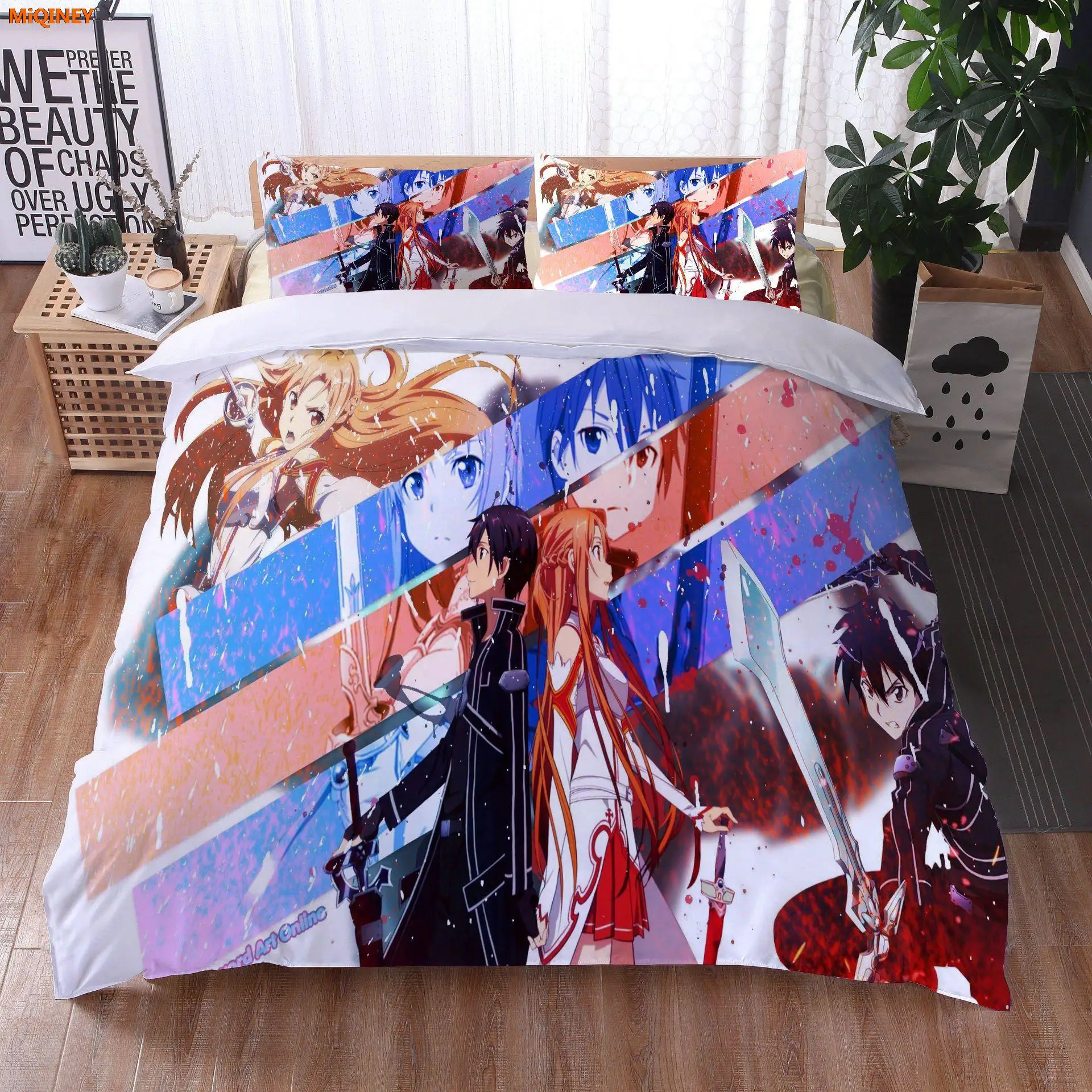 

MiQINEY Sword Art Online 3D Pattern Duvet Cover Sets Bedding Sets Single Double Twin Full Queen King for Bedroom Decors