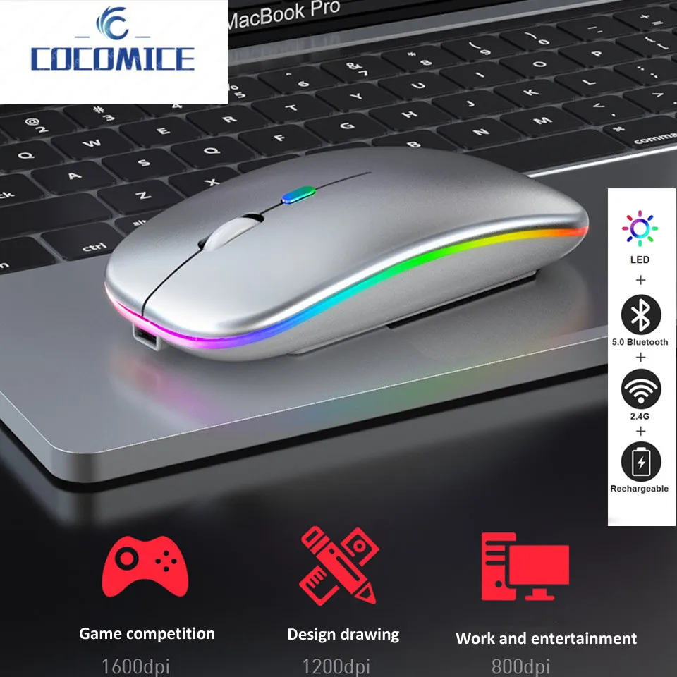 

Беспроводная мышь с подсветкой, USB, Bluetooth