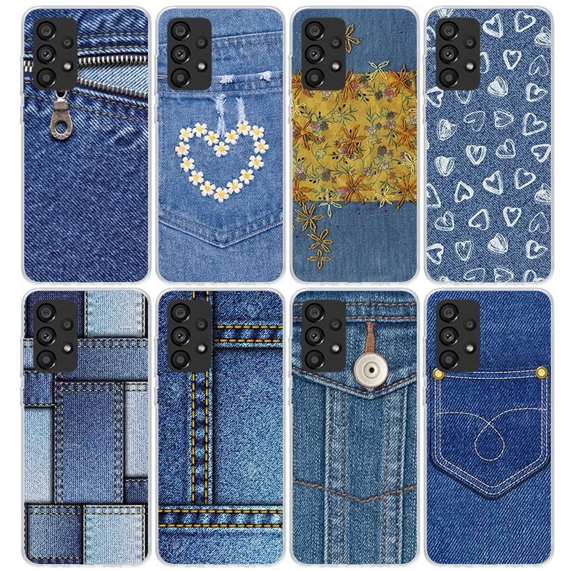 Jeans Cowboy Denim Printed Phone Case for Samsung Galaxy A15 A25 A35 A55 A14 A24 A34 A54 A13 A23 A33 A53 A12 A22 A32 A52 A05S A0