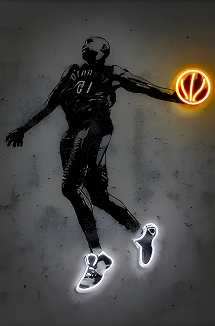 

Неоновый постер баскетболист холст