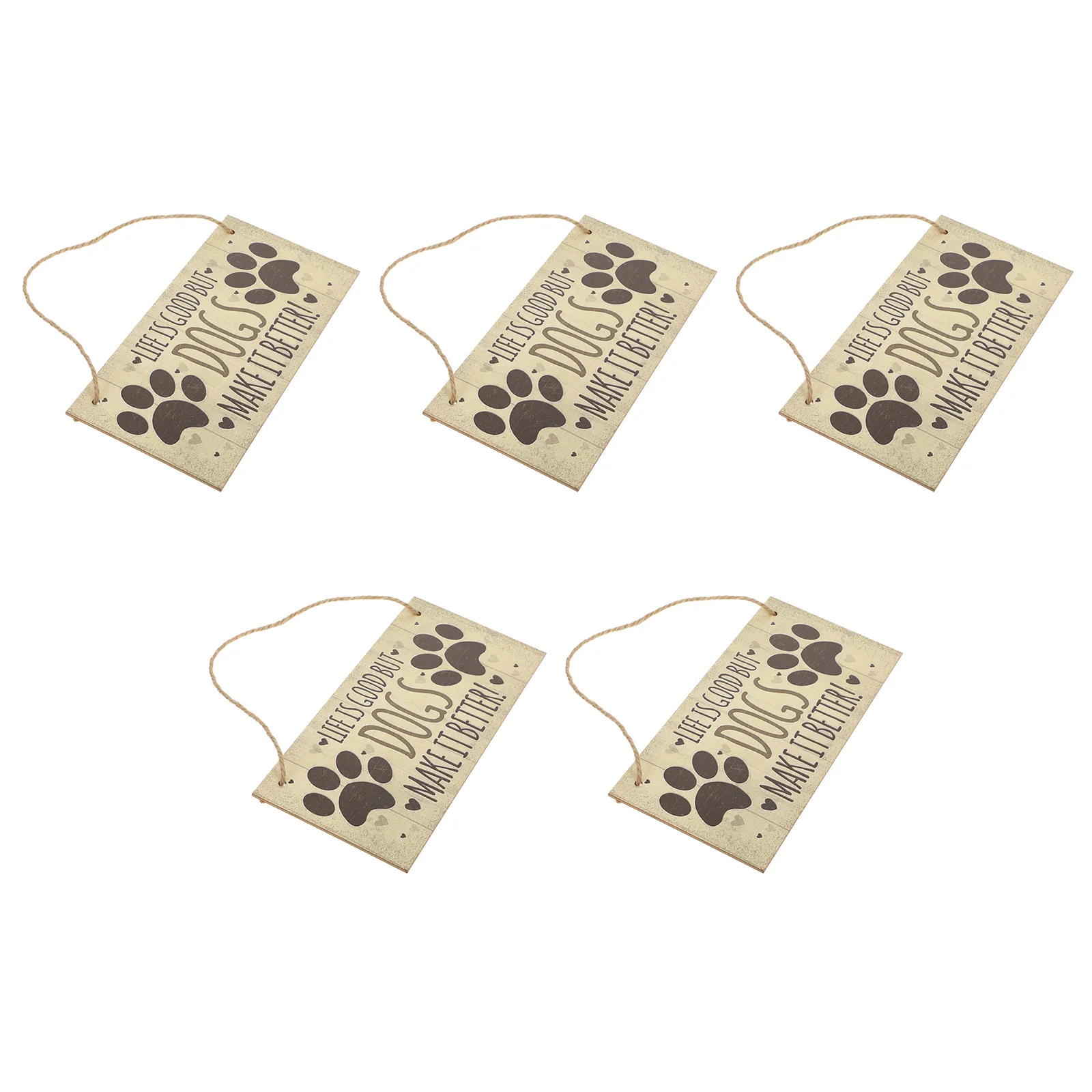 

5PCS Dog Warning Signs Wooden Front Door Durable Dog Warning Signs Hanging Board