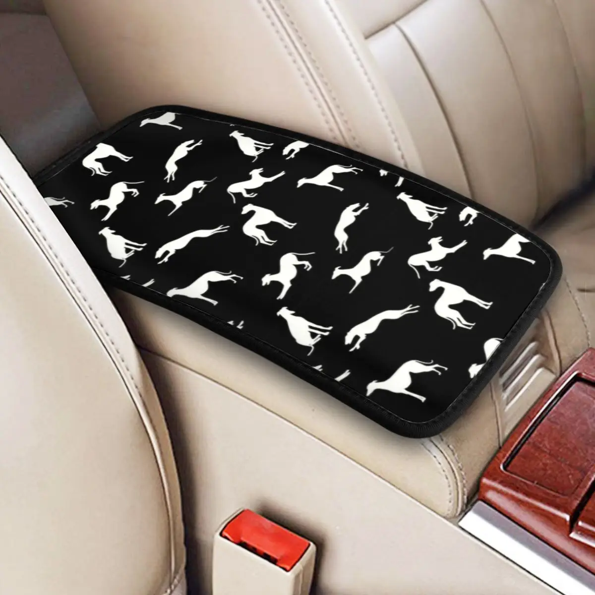 

Greyhound Car Armrest Box Pad Non-Slip Whippet Sighthound Dog Center Console Cover Mat Car Interior Cushion Storage Box Pad