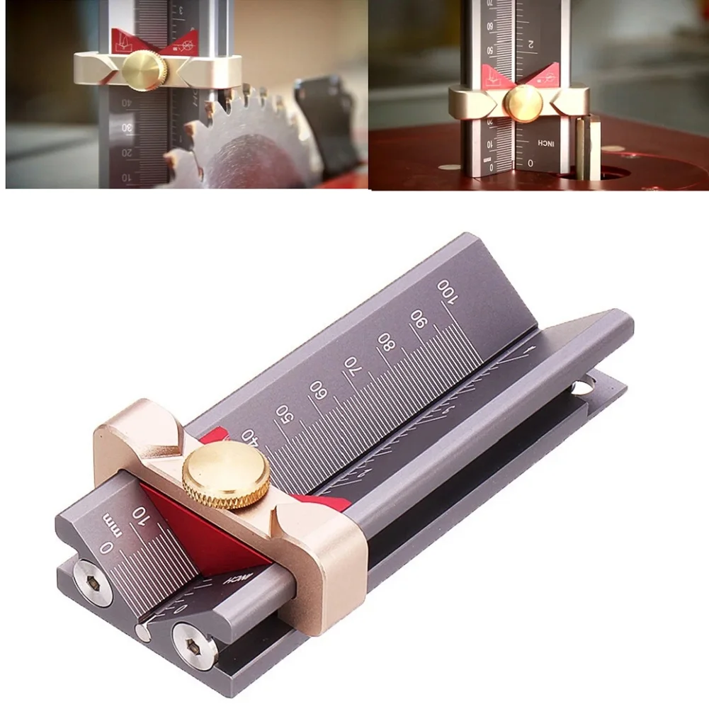 

Multi-functional Height Gauge Limit Ring Angle Measurer High Precision Rule Table Saw Woodworking Bit Positioning Protractor