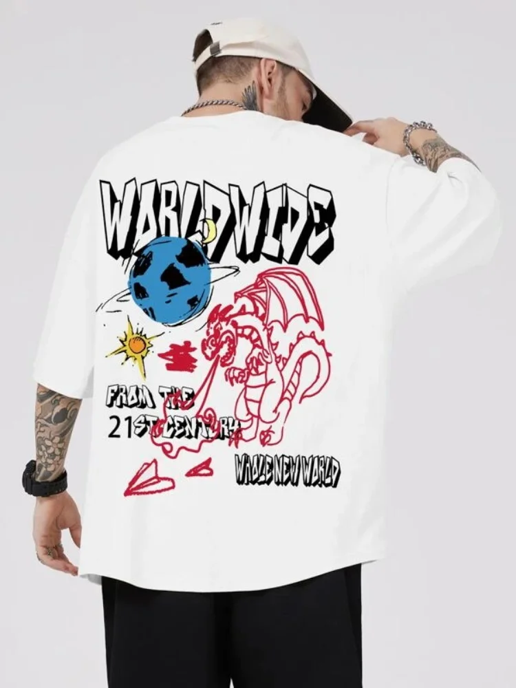 

Мужская футболка с принтом Warldwide из 21 века, уличная одежда в стиле хип-хоп, хлопковые топы оверсайз с коротким рукавом и круглым вырезом, мужс...