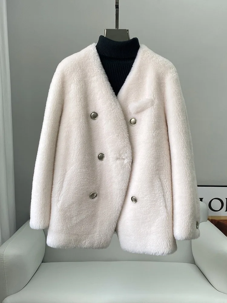 

Женское меховое пальто, новинка 2023, корейская мода, шерстяной меховой Блейзер, верхняя одежда, плотное теплое пальто