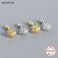 ccfjoyas light luxury 925 sterling silver small stud earrings women simple geometric cross screw earrings fashion jewelry new
