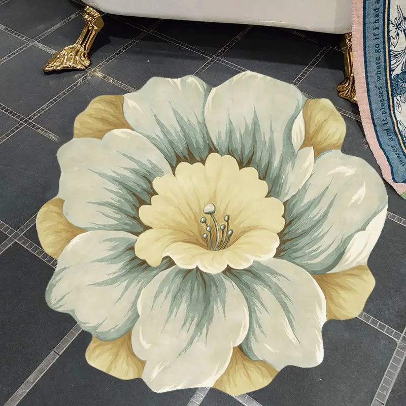 Flower Shaped Cashmere Carpet Bathroom Anti-skid Absorbent Floor Mat Kids Rug Cushion Rugs for Bedroom Table Living Room Carpet