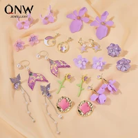 s925 silver needle earrings for women new purple pendant women earrings simple fresh ear studs net celebrity jewelry gift