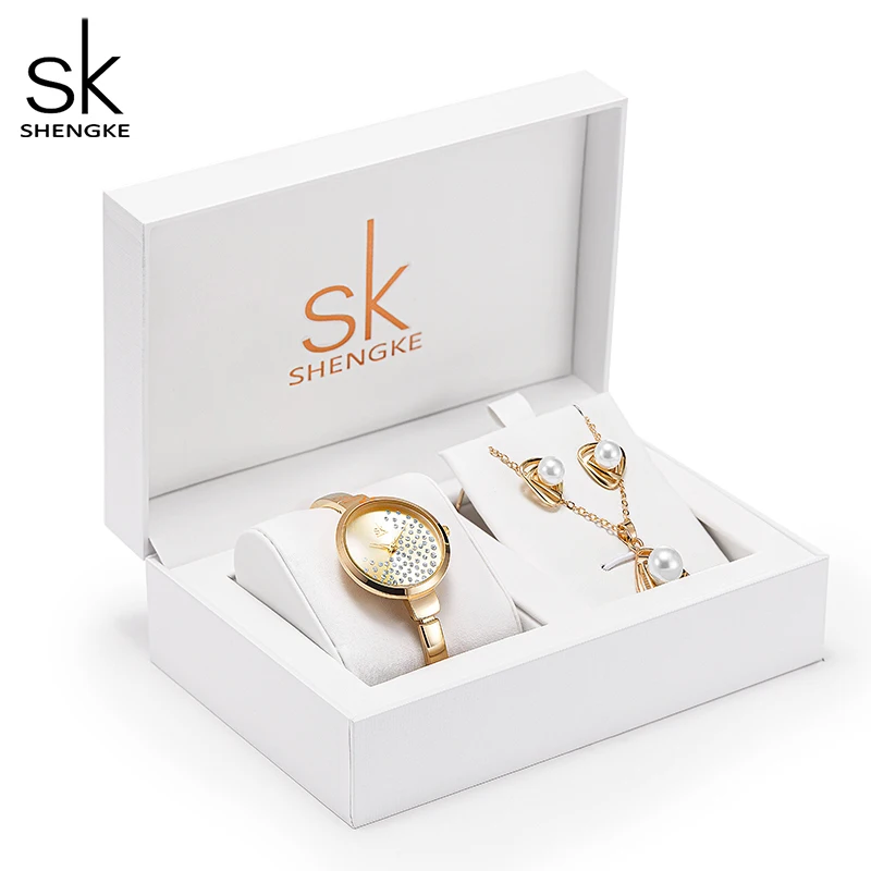 Shengke Women Watches Set With Gift Box Stylish Watch For Women With Necklace Earrings Rings Accessories Japanese Quartz Clock enlarge
