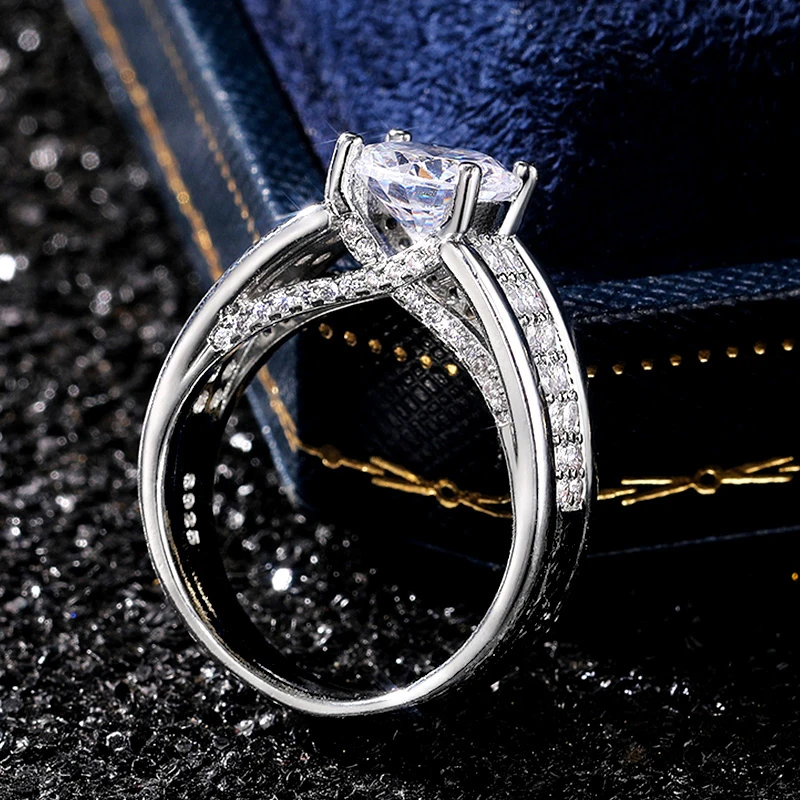

New in Silver Plated Jewelry Trendy Rings Romantic Engagement Vintage Wedding Bands Women