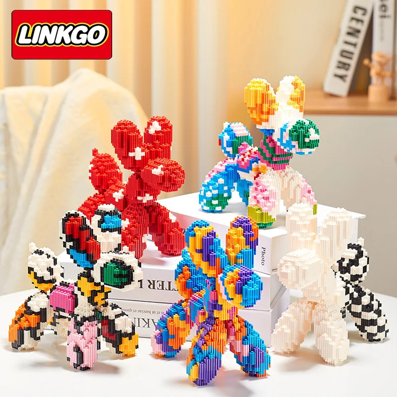

Linkgo воздушный шар собака микро строительные блоки DIY сборка красочная собака соединение мини кирпич Фигурки игрушки для домашнего декора
