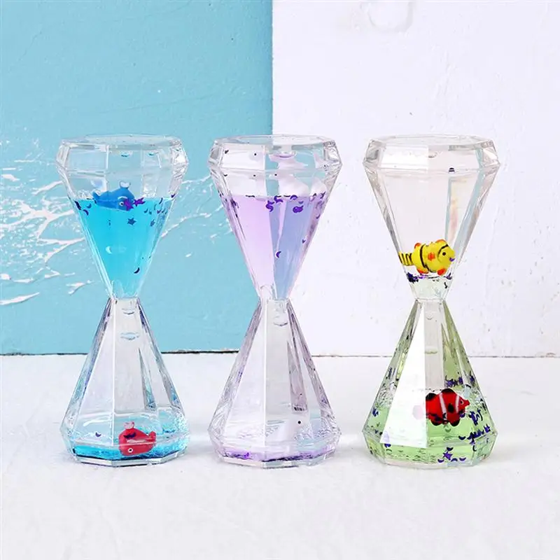 

3Pcs Sea Animals Oil Hourglass Liquid Motion Timer Decorative Hourglass (Random Style)