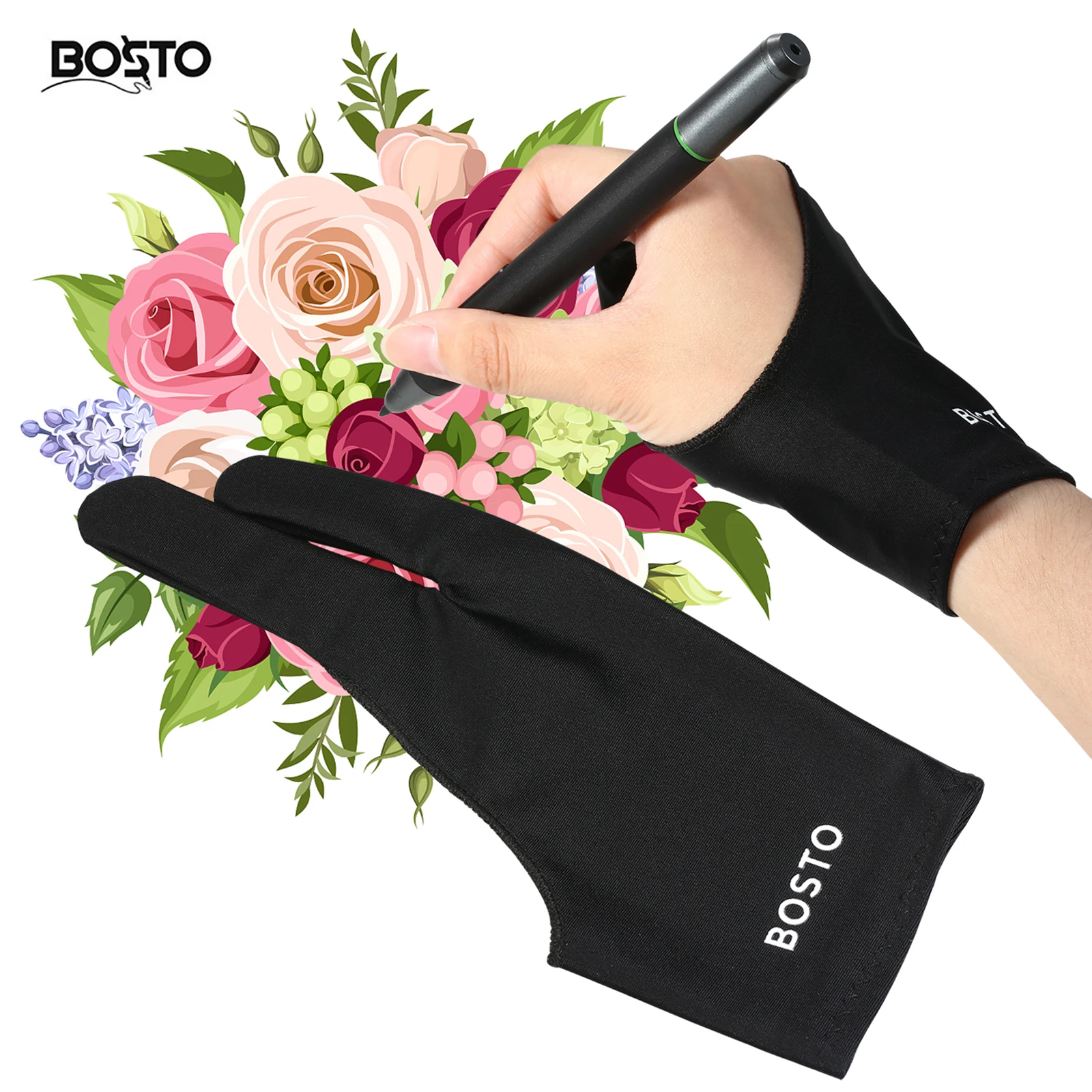 Планшет BOSTO, перчатка для рисования с двумя пальцами, свободный размер, перчатка для рисования художника для BOSTO/UGEE/Huion/Wacom, графические планш...