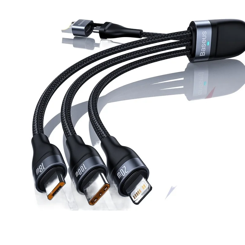 

3 in 1 USB C Cable for iPhone 12 Pro 11 XR Charger Cable 100W Micro USB Type C Cable for Macbook Pro