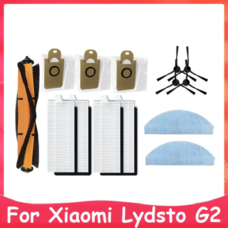 

14Pcs Main Side Brush HEPA Filter Mop Cloth Dust Bag Robot Vacuum Cleaner Accessories Spare Part For Xiaomi Lydsto G2