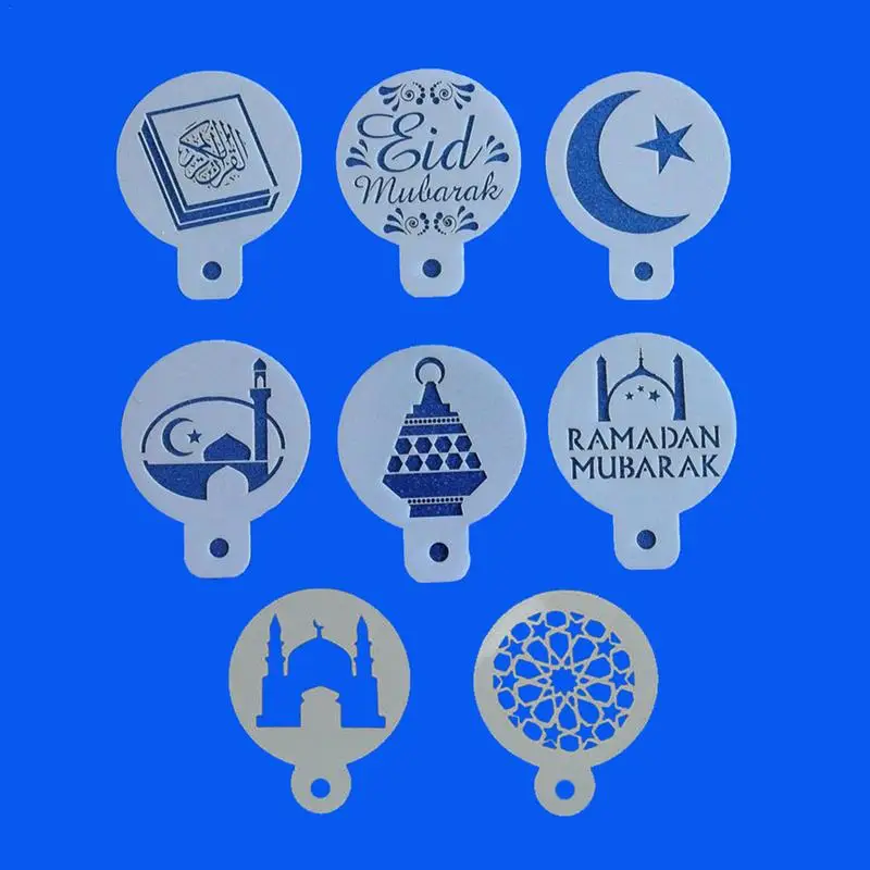 

Pcsset Eid Mubarak Ramadan Design Coffee Stencils Baking Cupcake Ramadan Decoration Tools Biscuit Mousse Cake Template