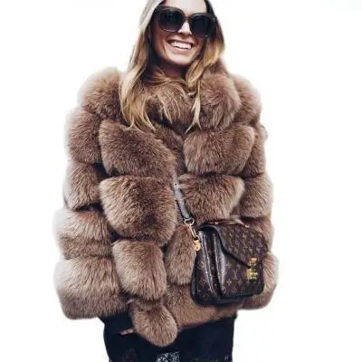 2023 Autumn and Winter New Fur Grass Slim Standing Neck Short Faux Fur Coat for Women