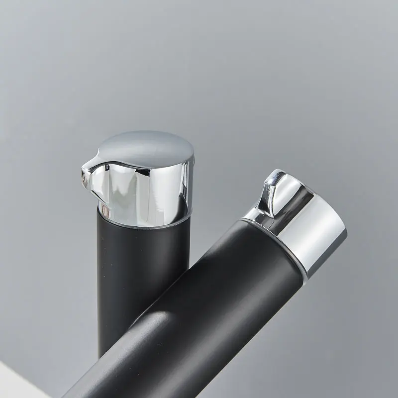 Черный хромированный смеситель для ванной комнаты раковины с одной ручкой