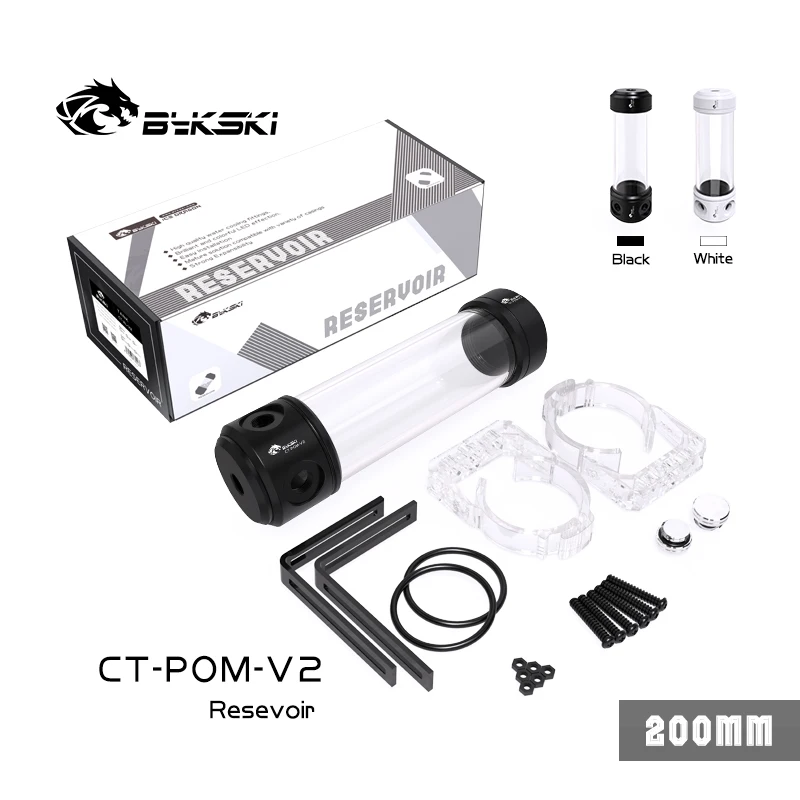 

Bykski CT-POM-V2 Acrylic Cylinder Reservoir Res PC Cooling Water Tank Black/White 150/200/260MM computer components POM