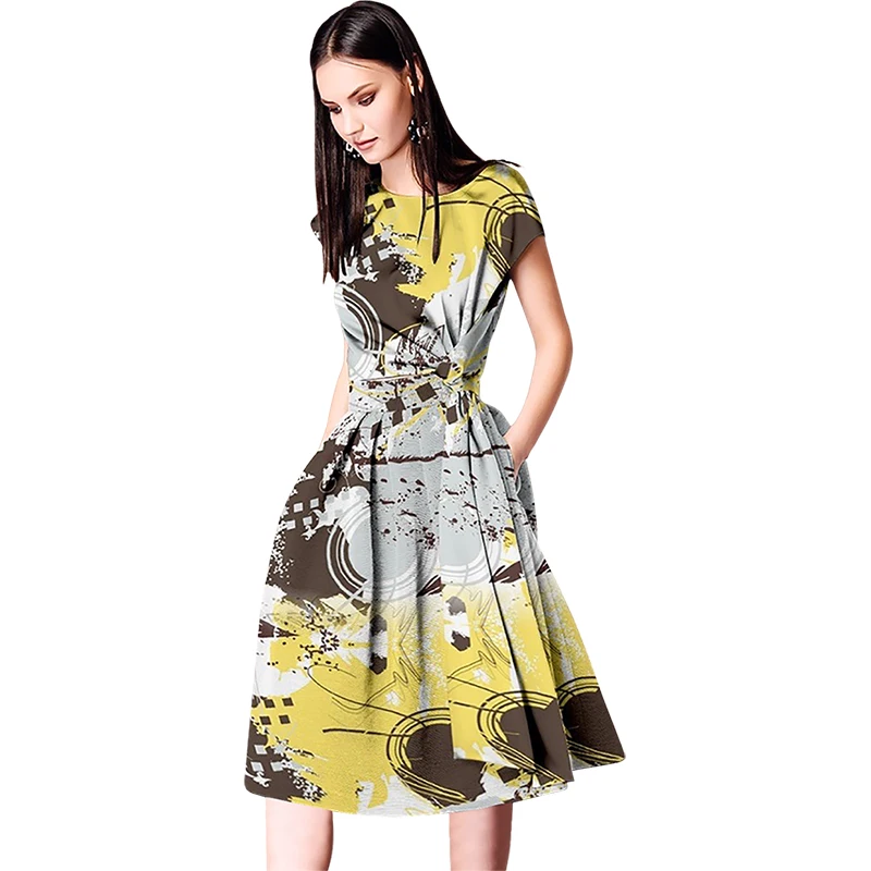 

Printed short-sleeved top half-body skirt two-piece light mature wind summer fashion temperament of your wife temperament suit