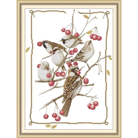 Soulgift News Набор для вышивки крестом "Вороны", ткань Aida, нитки DMC