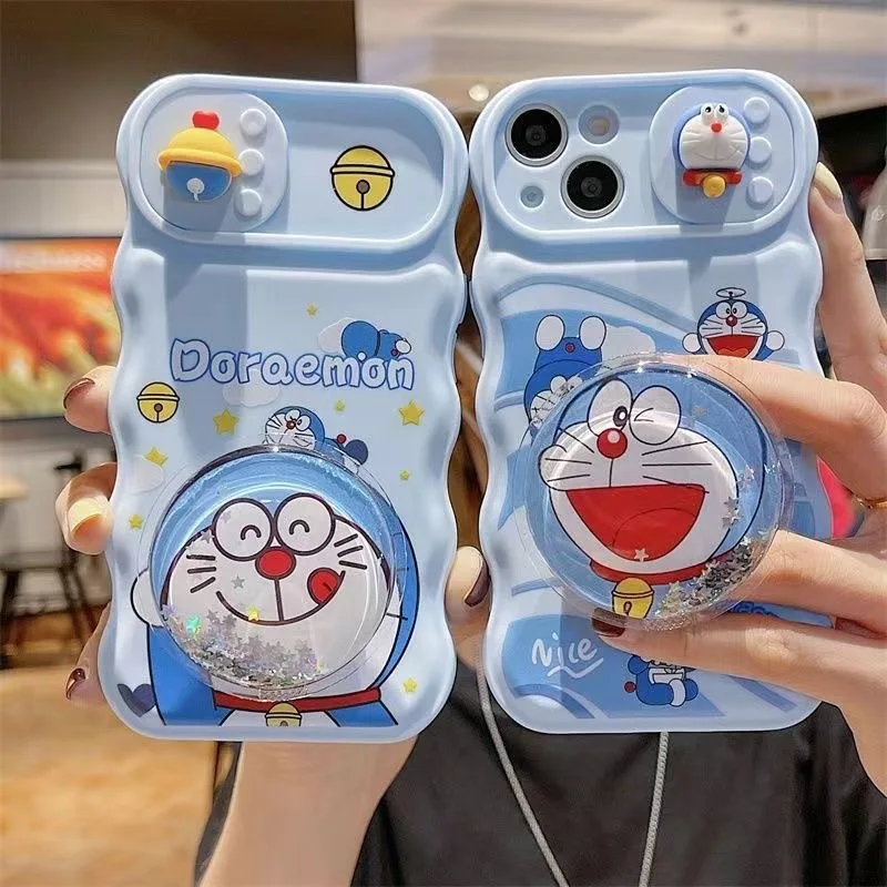 

3D Doraemon Sliding Window with Stand Phone Cases For iPhone 14 13 12 11 Pro Max 14pro max Back Cover