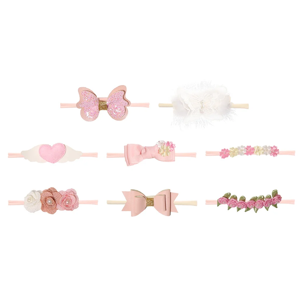 

8 Pcs Hair Ties Babies Newborn Headbands Girls Baby Bows Handmade Hair Bows Hairbands Newborn Bows Flower Girl Headband