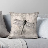 vintage dragonfly pillowcase polyester linen velvet zip decor throw pillow case car cushion cover 45x45 cm
