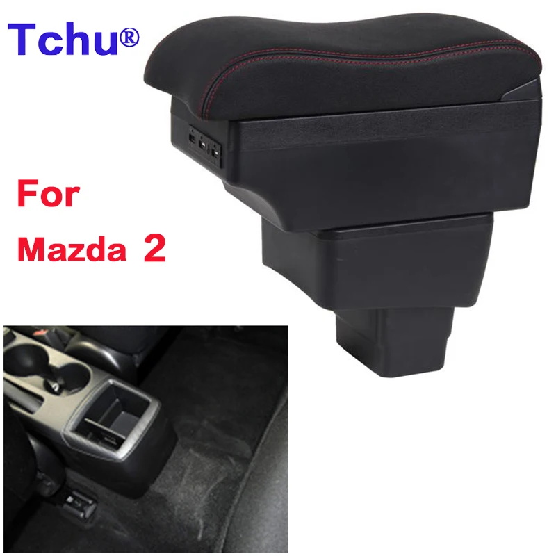 Mazda 2 için kol dayama Mazda 2 için araba kol dayama kutusu modifikasyon parçaları eklemek saklama kutusu araba aksesuarları USB çok fonksiyonlu