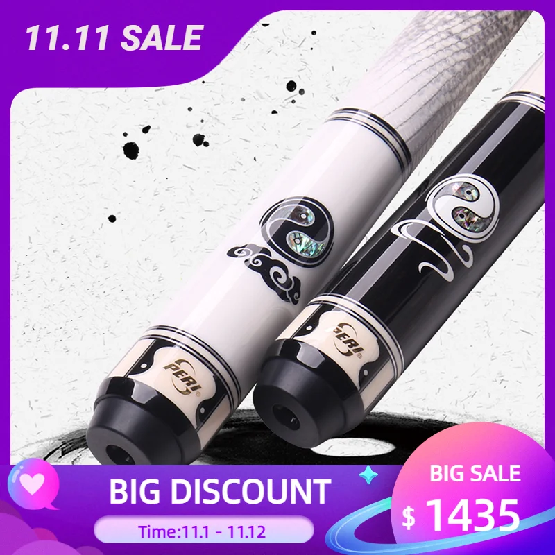 

PERI PS2 Series Pool Cue Billiards 12.5mm 147cm Radial Pin Joint Canadian Maple Shaft Solid Wood Inlay Butt Billiards Cue Stick
