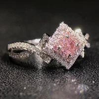 romantic sweet pink cz stone novel design female rings for women girls lover engagement best gift statement fashion jewelry