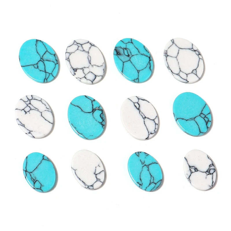 

10Pcs/lot Oval Turquoise Cabochons Multiple Sizes Flat Stone Spacers Charm Ring Jewelry Making Components Diy Supplies
