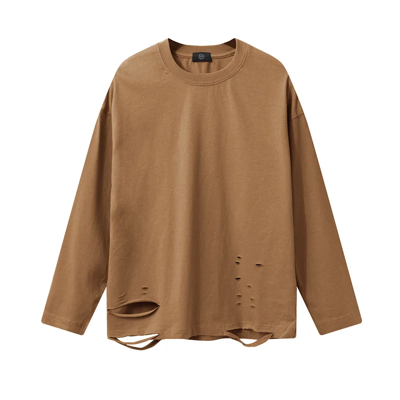 

Children Costumes 2023 Autumn Long Sleeve O-neck Ripped T-shirt for Boys 10 12 13 Years Teenage Casual Streetwear Girls Tees Top