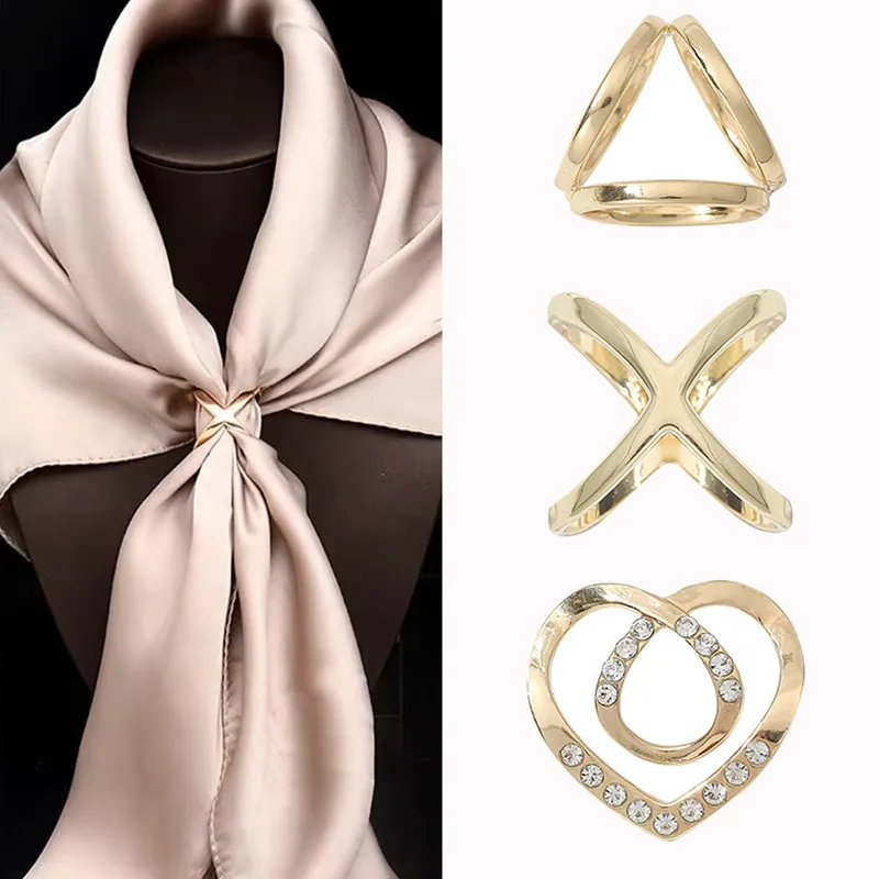 

New Scarf Button Accessories Simple Crystal Brooches Metal Shawl Ring Hijab Clip Scarves Shirt T-shirt Fixed Buckle Accessories