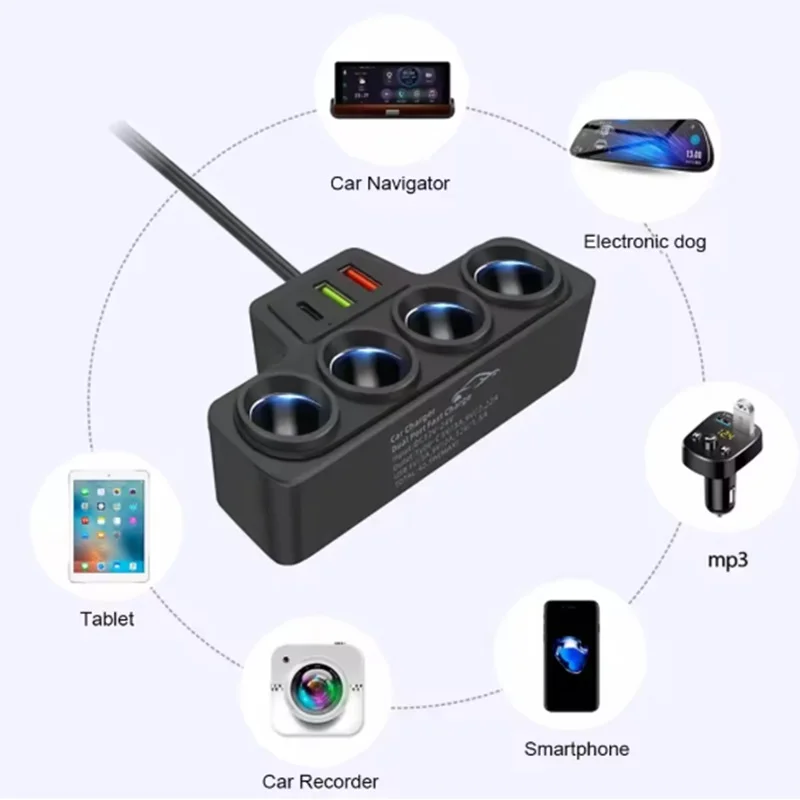 120 Вт Автомобильное зарядное устройство для телефона Адаптер прикуривателя 12 В 24