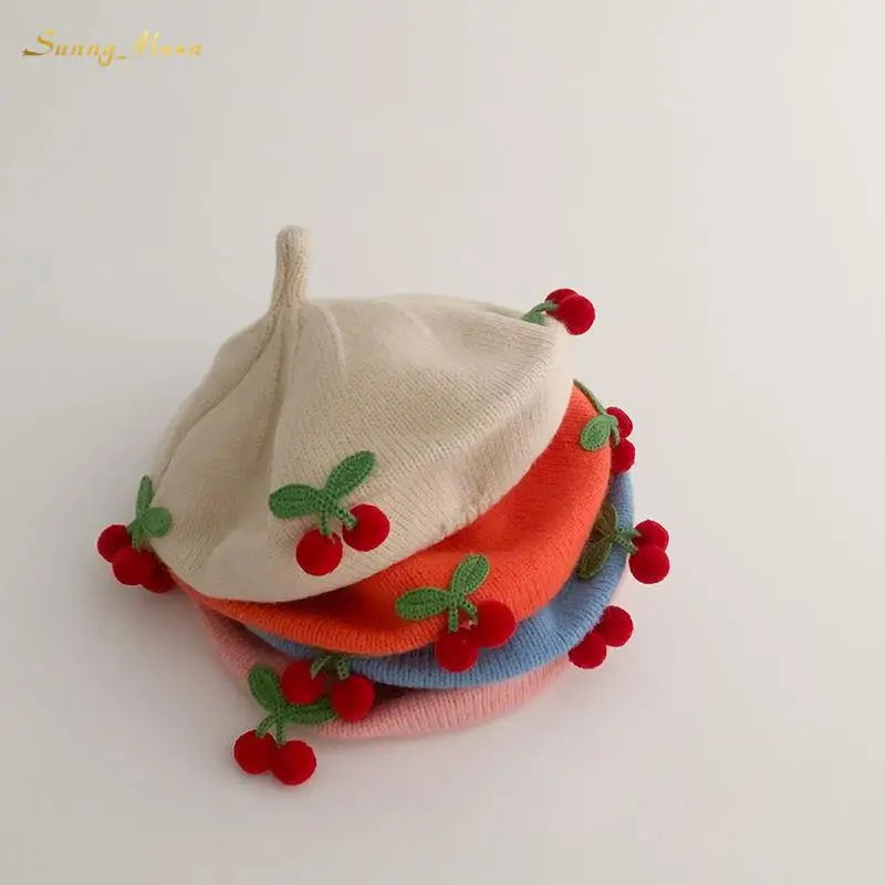 

New Baby Girl Boys Casual Cute Infant Toddler Child Fall Autumn Winter Fashion Knitted Wool Pumpkin Painter Beret Hat 0-2Y