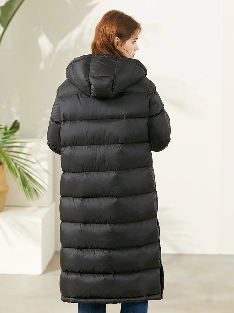 Miccbeirn Winter 90 White Long Duck Down Coat With Hooded For Women Black Green Red Warm Jacket ZHJ82688