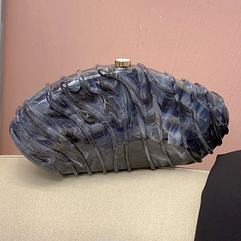 Роскошная акриловая женская сумка с каменным узором модными полосками и простая