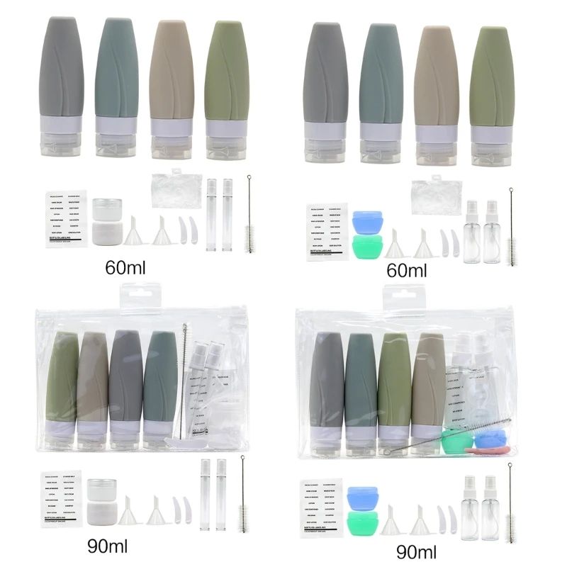 

Travel Bottles for Toiletries Leak Proof Silicone Containers for Shampoo Conditioner Lotion Squeezable Dispensing R3MF