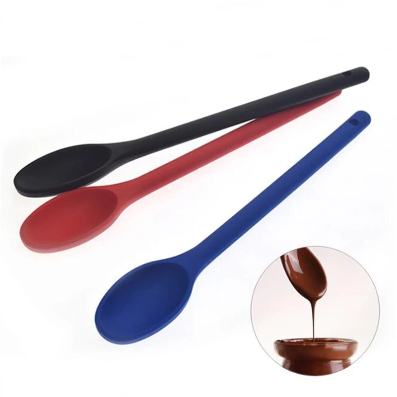 

Cook Tools Silicone SpoonCake Putty Spatula Mixing Spoon Long-handled Cooking Utensils Tableware Kitchen Soup Spoons