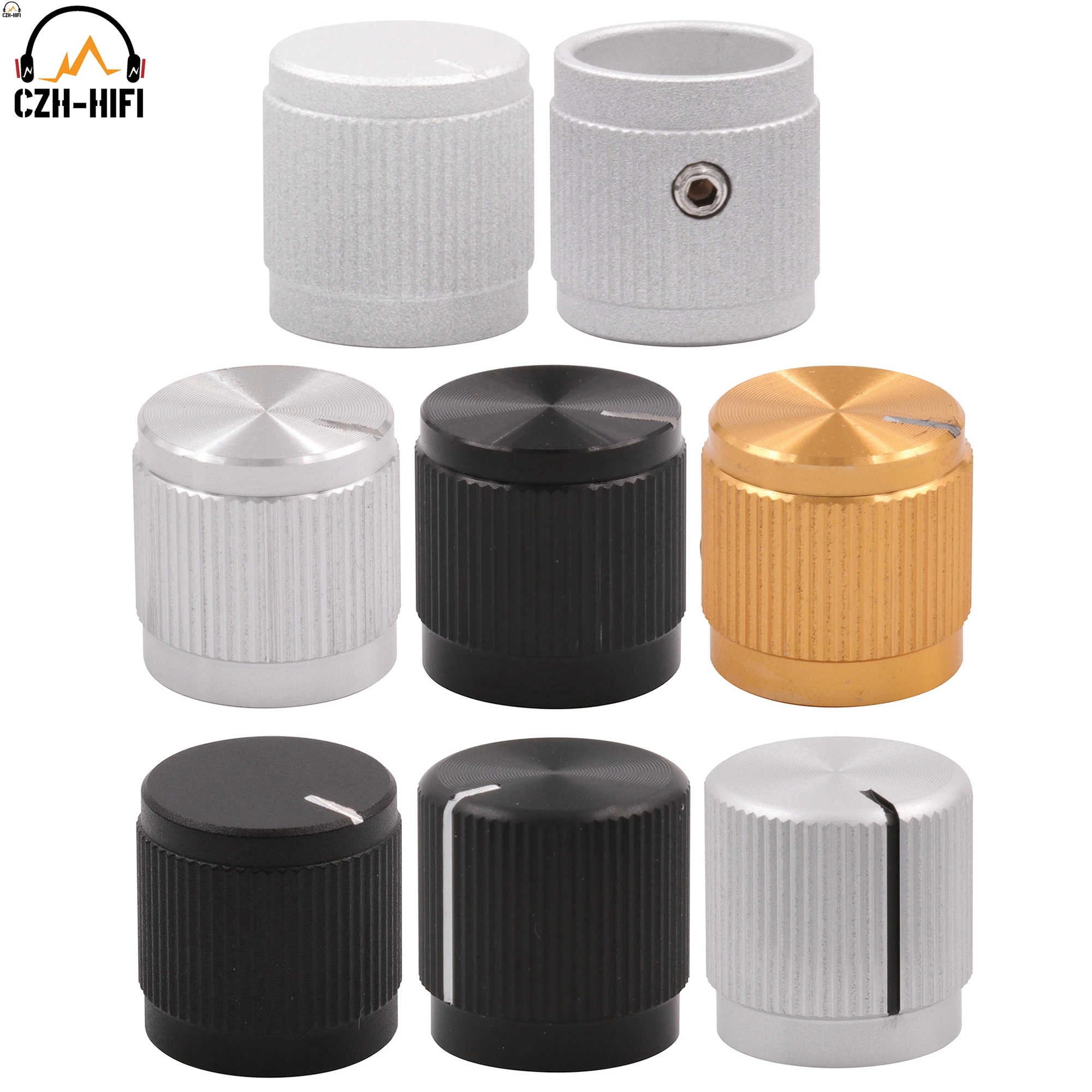 

1pc 15x15mm Mini Full Aluminum Knob for Audio Amplifier Potemtiometer Volume Control Guitar AMP Effect Pedal Stomp Box DJ Mixer