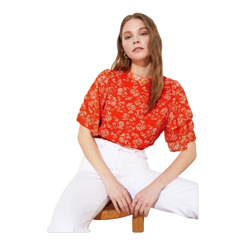 Trendyol TYZA Женская блузка стандартного кроя тканые повседневные рубашки и блузки с