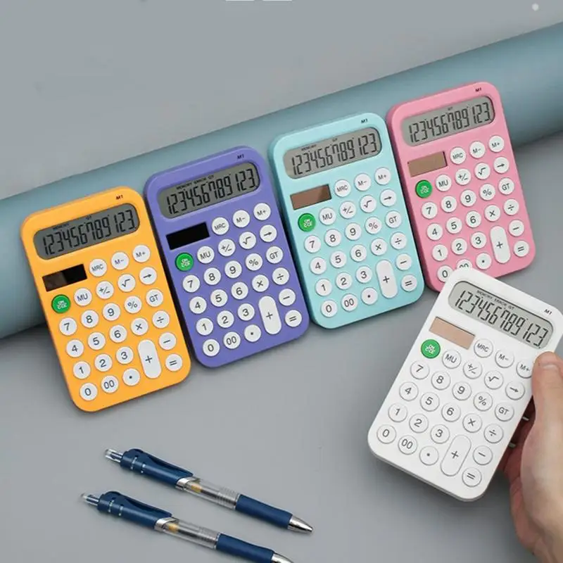 

New Desktop Calculator Solar Powered Battery Operated 12 Digits Round Buttons Large Lcd Display Finance Student Calculator Gift
