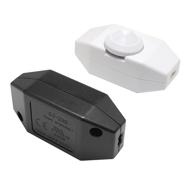 

220V 1A 60W Lamp Dimmer Cord Switch Plug In Table Floor Light Dimming On Off Dimmer Switch Black/White 7x3.3x2.4cm Q81C