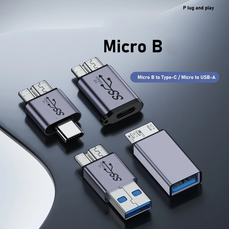 Фото Переходник с USB C на Micro B USB 3,0, переходник с Type C «мама» на Micro B «папа», быстрая зарядка USB Micro 3,0 на Type C, супер скорость для ноутбука, HDD №2