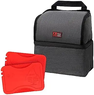 

Lava Lunch | Dark Grey Thermal Lunch Box with Insulated Warm & Cold Compartments | Includes Heat Packs for Added Warmth | La