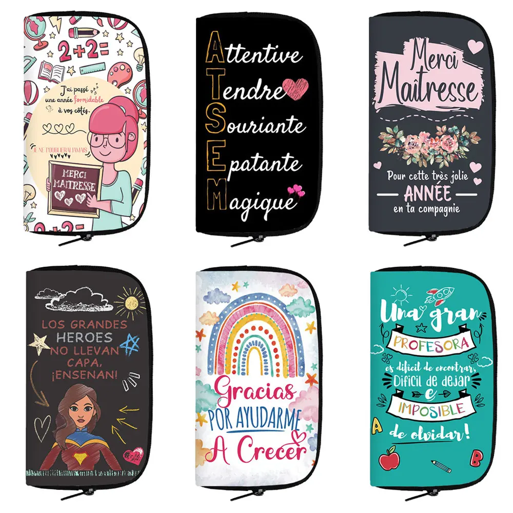 

Gracias Maestra / Merci Maitresse Wallet Thank You Teacher Purse Phone Credit Card Holder Women Coin Money Bag Graduation Gift